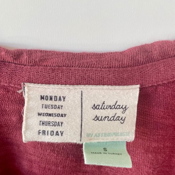 Anthropologie Saturday Sunday Greta Smocked Top in Plum Sangria, Size Small - Picture 4 of 5